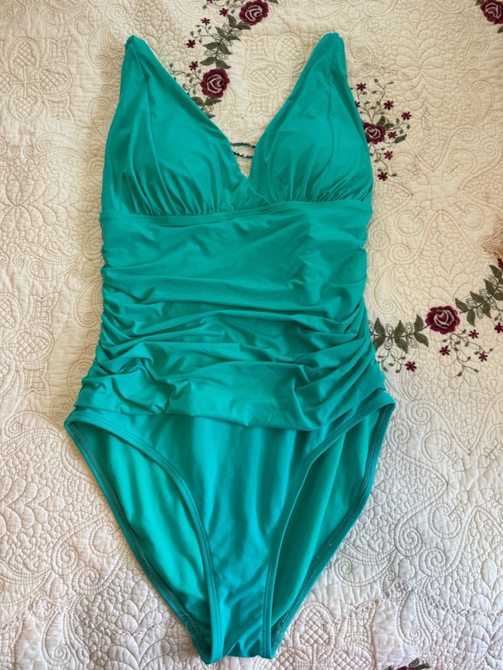 Liz Claiborne Teal Ruched One-Piece Swimsuit